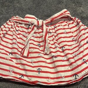 Nautical Red and White Striped Skirt with Anchor Print 3LM Size 5